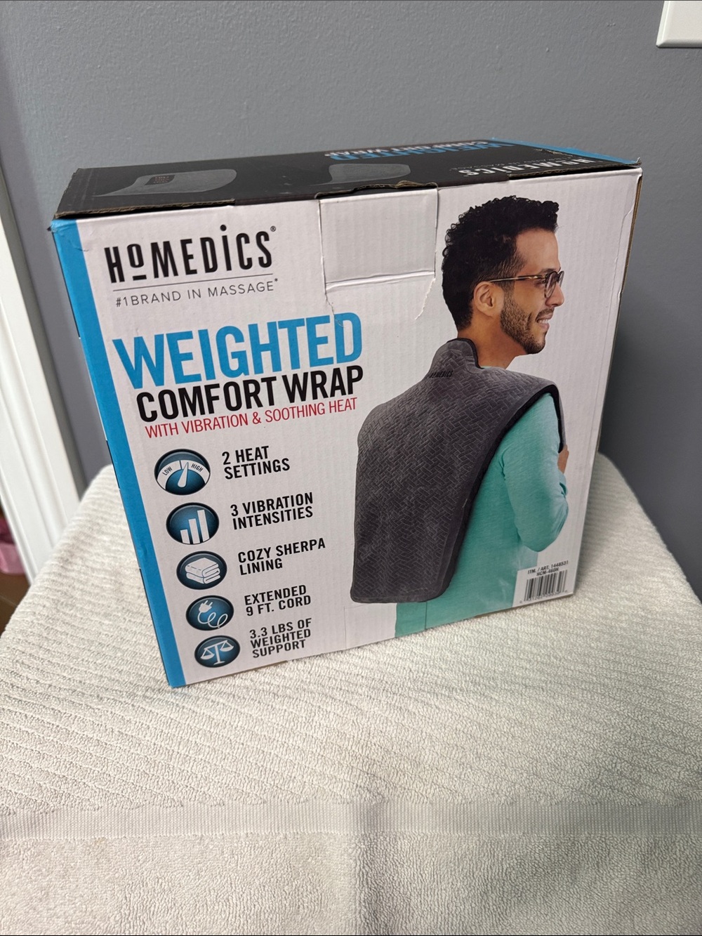 HOMEDICS Gray Weighted Comfort Wrap with Sherpa Lining